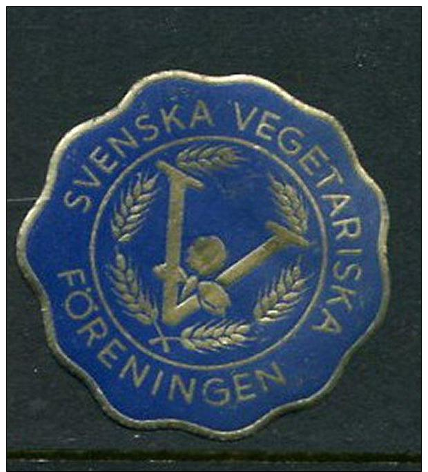 Svenska Vegetariska Foreningen Foil Poster Stamp Vignette Label Hinged 1 1/2" Diameter - Cinderellas