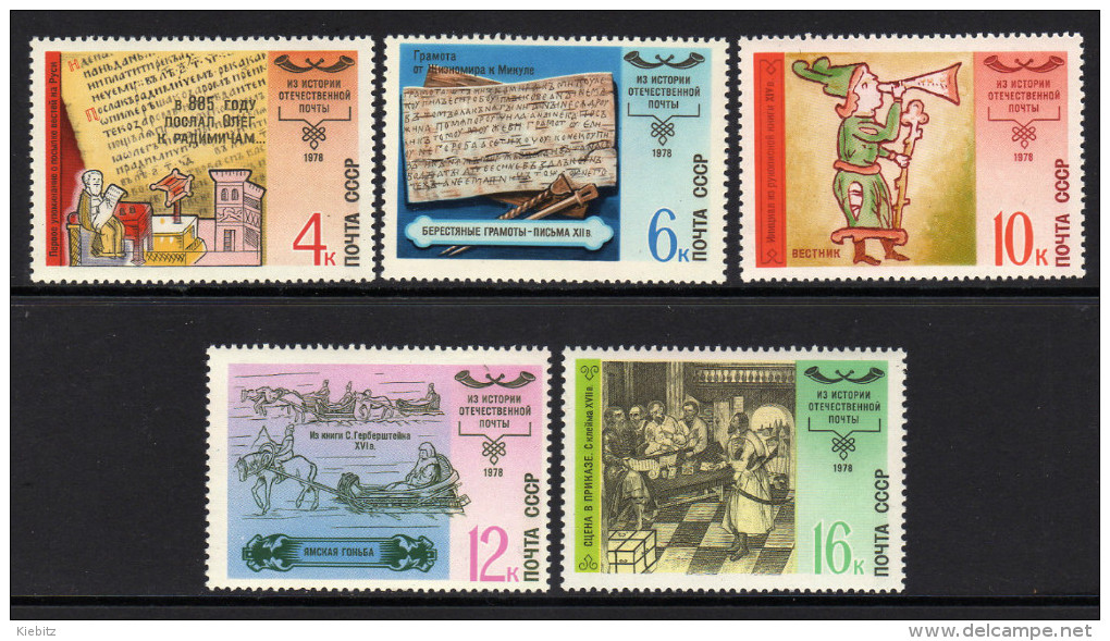 UdSSR 1978 ** Geschichte Des Russischen Postwesen - MiNr.4797-4801 Kompletter Satz MNH - Post