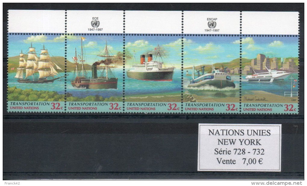 Nations Unies. New York. Transport Par Bateaux - Neufs