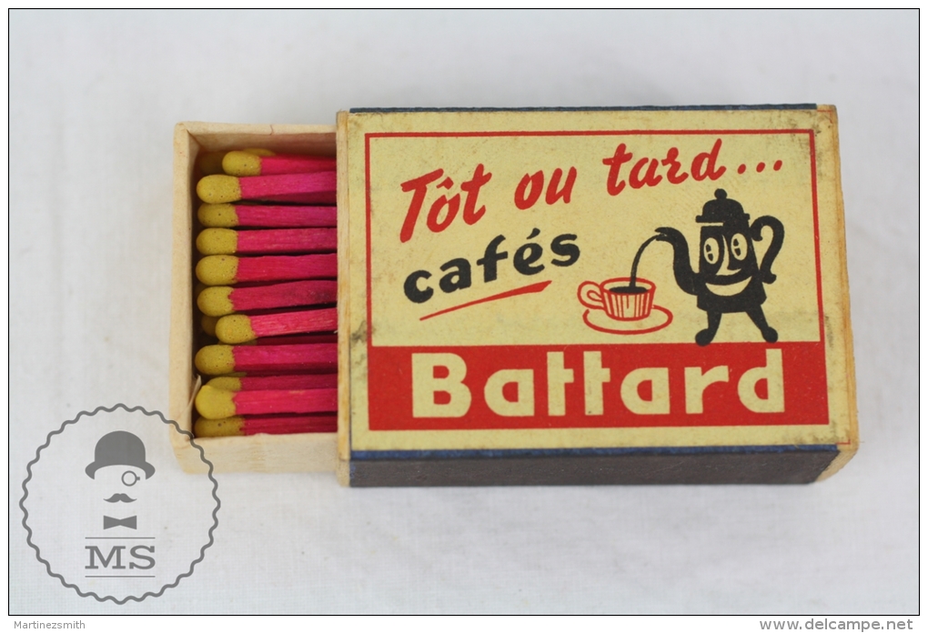 Vintage Advertising Matchbox - Cafes Battard Advertising - Cajas De Cerillas (fósforos)