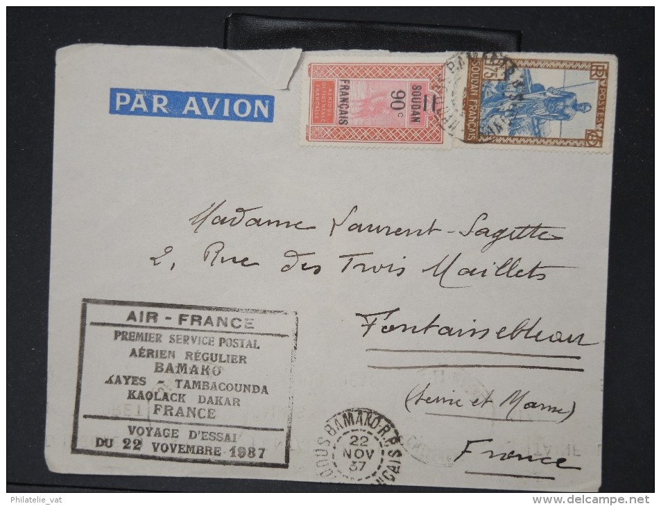 FRANCE-SOUDAN- Air France Voyage D Essai De Bamako/fRANCE EN 1937  à Voir  Lot P 5627 - Covers & Documents