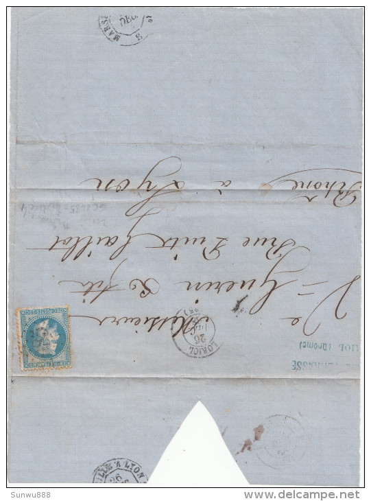 GC 2085 De Loriol à Lyon (Drome) 1868 (cachet Marseille) - Other & Unclassified