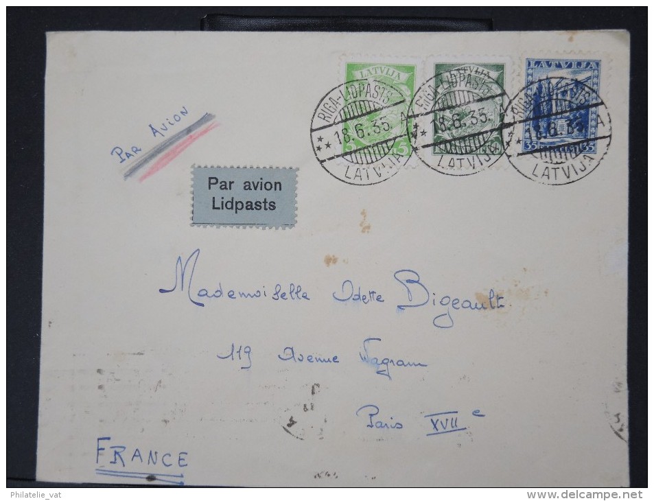 FRANCE-LETTONIE-Enveloppe Par Avion Pour La France En 1935 Aff Plaisant à Voir  Lot P 5629 - Lettonie