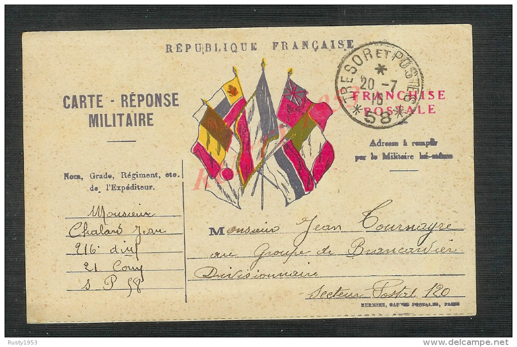 MILITARIA : CARTE EN FRANCHISE MILITAIRE 216e INFANTERIE - Guerre De 1914-18