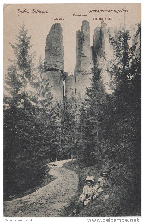 AK Sächsische Schweiz Blosstock Kreuzturm Morsche Zinne Nonnentor Affensteine Schrammsteine Felsen Klettern Bei Schandau - Schmilka