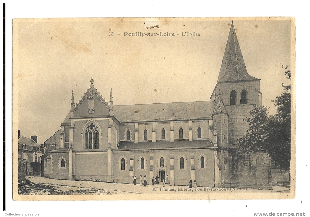 Cp, 58, Pouilly-sur-Loire, L'Eglise,, écrite  1915 - Pouilly Sur Loire