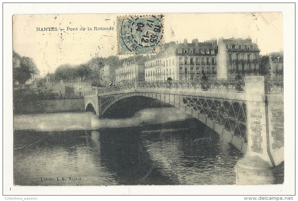 Cp, 44, Nantes, Pont De La Rotonde, Voyagée 1904 - Nantes