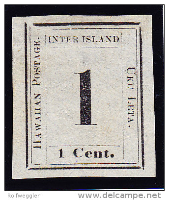 Hawaii 1863 1 C. Schwarz Auf Graues Papier - SG# 15 * Mit Attest - Hawaï