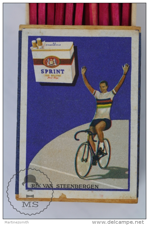 Vintage Advertising Matchbox - Cyclist Rik Van Steenbergen - Sprit Cigarettes Advertising - Cajas De Cerillas (fósforos)