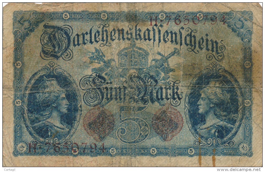 Billets -  B1674-  Allemagne - Empire Allemand  -5 Mak 1914 ( Type, Nature, Valeur, état... Voir 2 Scans) - 5 Mark