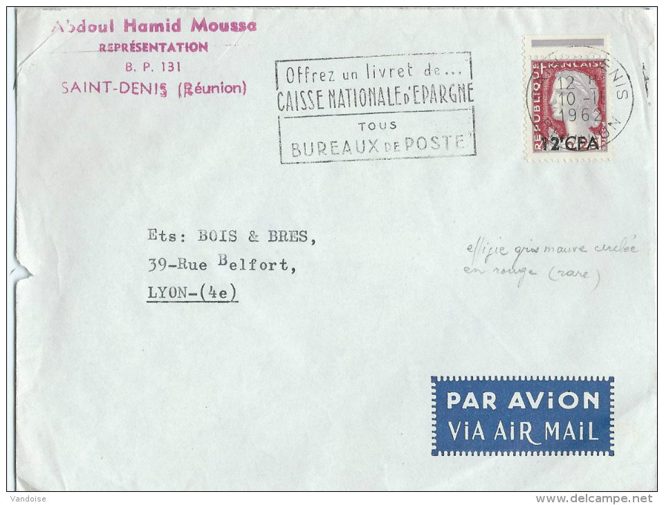 2 LETTRES 1961 ET 1962 AVEC TIMBRES MARIANNE DE DECARIS SURCHARGES CFA - Briefe U. Dokumente
