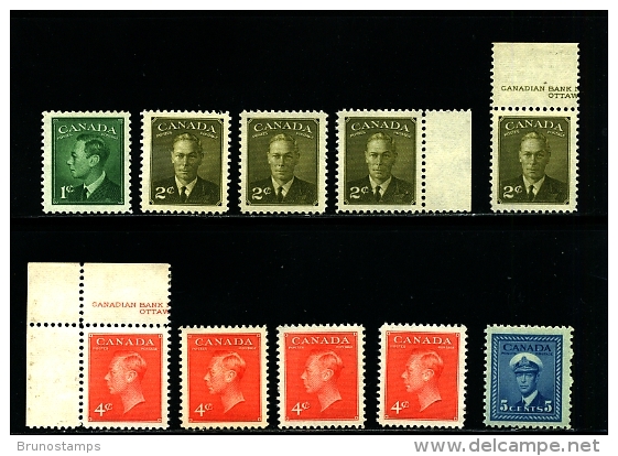 CANADA - 1950  GEORGE  VI  ODD VALUES  MINT NH - Unused Stamps