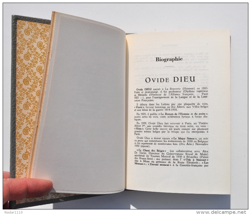 La Bouverie / Frameries / Mons : OVIDE DIEU - ULTIME MESSAGE, poèmes - Posthume, 1957 - Exemplaire HC Vergé - TTBE !