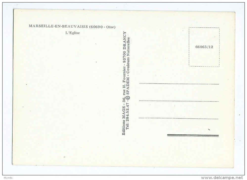 CPM - Marseille En Beauvaisis - L'Eglise - Marseille-en-Beauvaisis