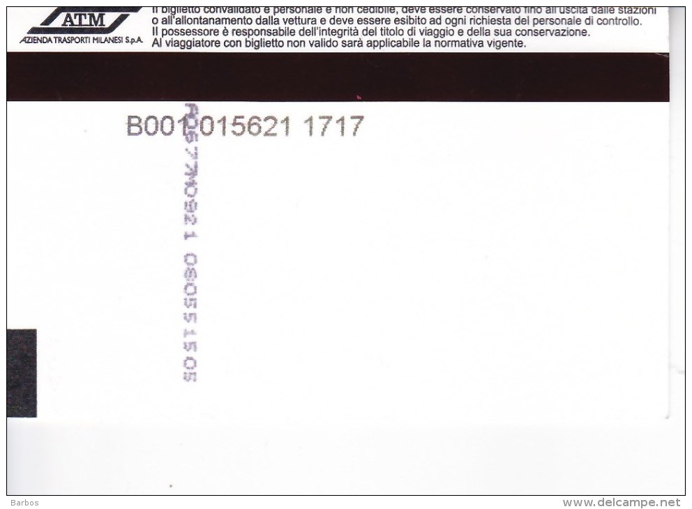 Italy , Milano   , Metro  Ticket  , 2015 - Europe