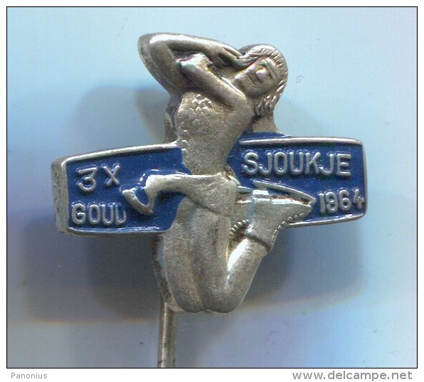 Figure Skating - SJOUKJE GOUD 1964.  Holland Netherlands, Vintage Pin  Badge - Pattinaggio Artistico