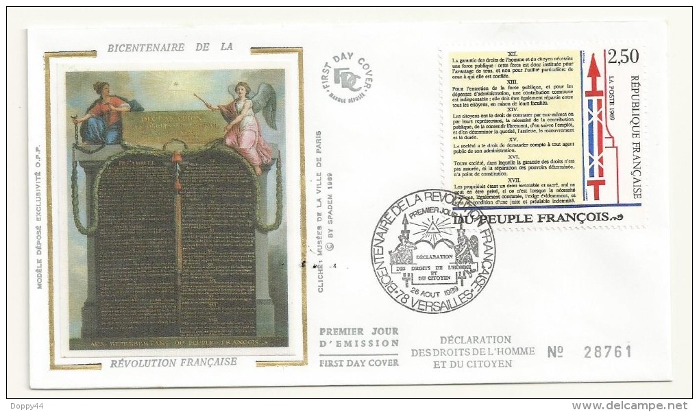 ENVELOPPE  FDC  BICENTENAIRE DE LA REVOLUTION FRANCAISE  26/08/1989 - French Revolution