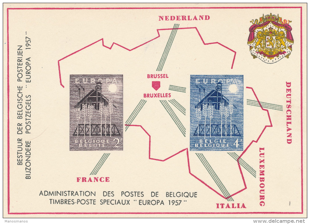 413/23 - EUROPA Belgique 1957 - Petit Feuillet Spécial Des Postes Belges - Etat NEUF - 1957