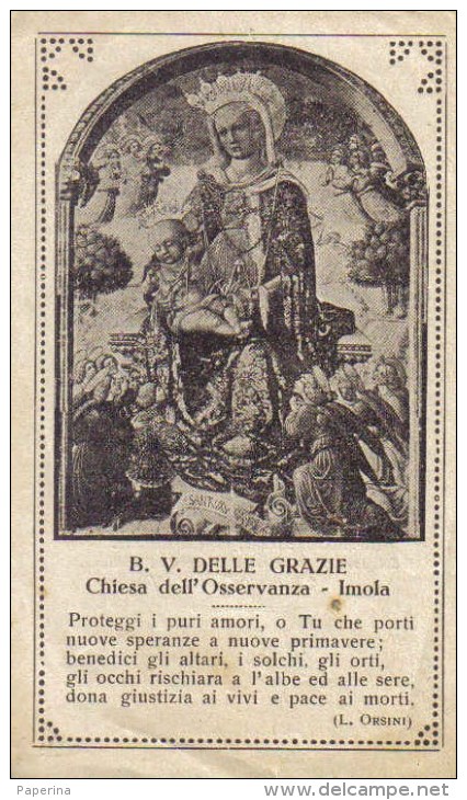 SANTINO BEATA VERGINE DELLE GRAZIE CHIESA DELL'OSSERVANZA IMOLA - Imágenes Religiosas