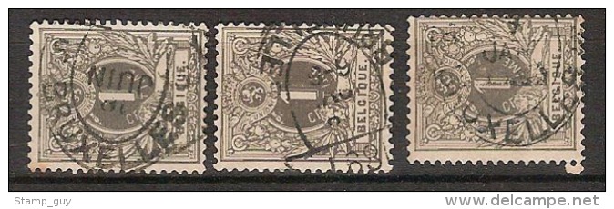Nr. 43 ( 3 X ) Met Medaillon - Afstempeling BRUXELLES ! Inzet Aan 5 Euro ! - 1869-1888 Lion Couché