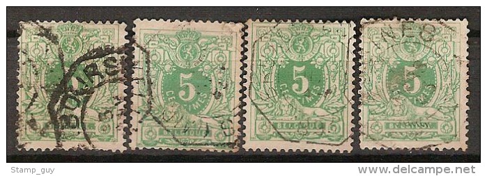 Nr. 45 ( 4x ) Mettelegraaf - Afstempelingen In Variërende Staat (zie Scan) ! Inzet Aan 5 Euro ! - 1869-1888 Lion Couché