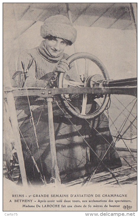 Aviation - Femme Aviatrice Pilote Mme La Baronne De Laroche - Bétheny Reims  - Early Aviatrice - Aviateurs