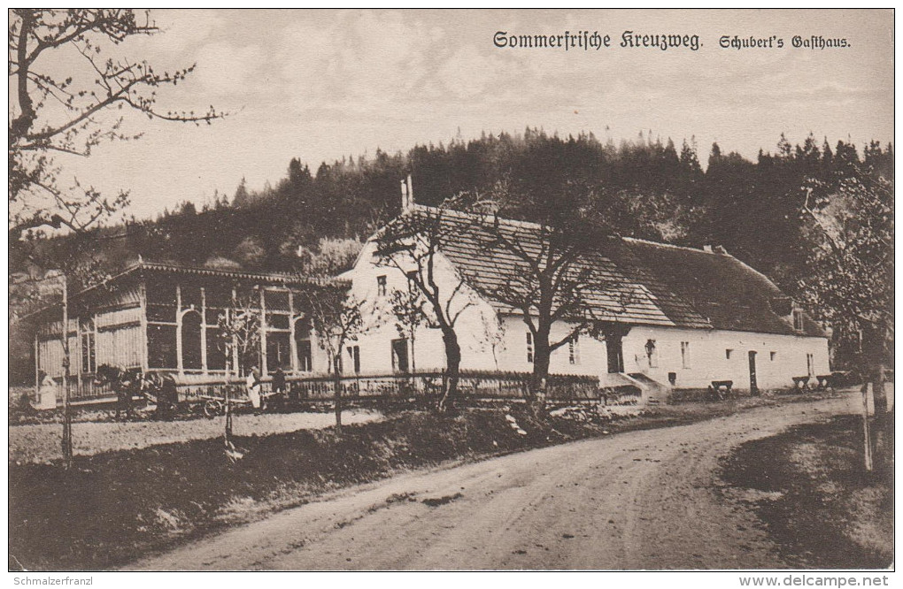 AK Kreuzweg Schubert S Gasthaus Krizatky Bei Obergeorgenthal Horni Jiretin Brüx Most Oberleutensdorf Litvinov Johnsdorf - Sudeten