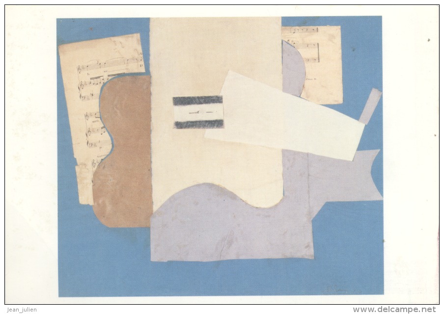 CARTE ILLUSTRATEUR  -   PABLO PICASSO  -   FEUILLE DE MUSIQUE ET GUITARE  - 1912 -  ART - CPM - Picasso