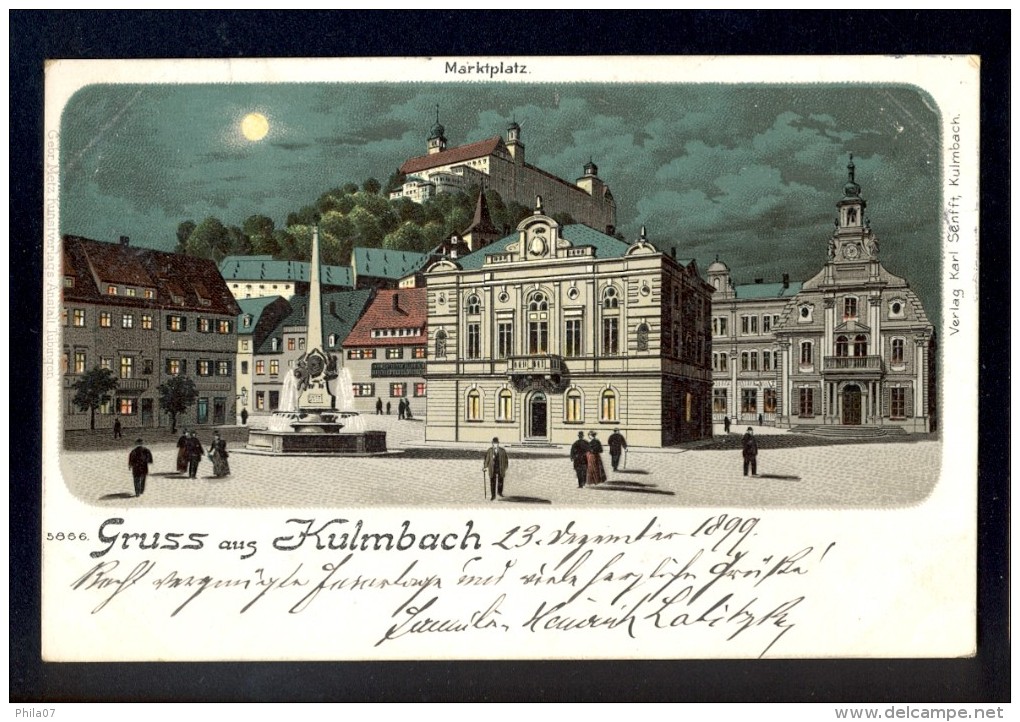 Gruss Aus Kulmbach Marktplatz / Litho? Verlag Karl Senfft / Year 1899 / Old Postcard Circulated - Kulmbach