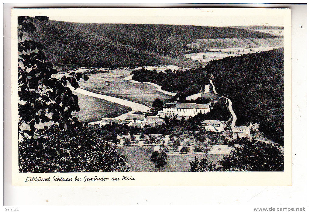 8780 GEMÜNDEN - SCHÖNAU, Ortsansicht, Landpoststempel, 1951 - Gemünden