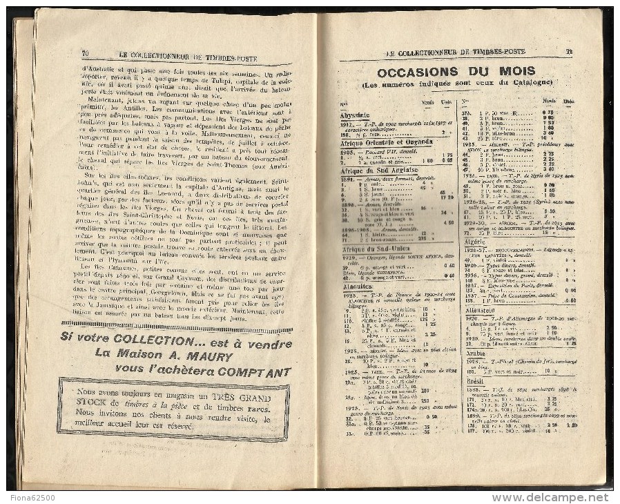 CATALOGUE . ARTHUR MAURY .  LE COLLECTIONNEUR DE TIMBRES - POSTE . N°  635 . 25 MARS 1940 .