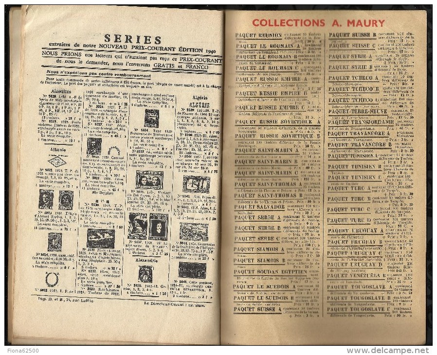 CATALOGUE . ARTHUR MAURY .  LE COLLECTIONNEUR DE TIMBRES - POSTE . N°  635 . 25 MARS 1940 .