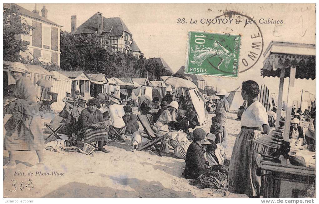 Le Crotoy     80      La Plage Et Les Cabines. Marchande De Glaces - Le Crotoy