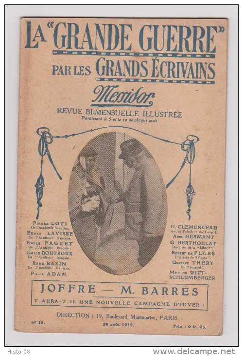 WW I;LA "GRANDE GUERRE Par LES GRANDS ECRIVAINS:1915:.JOFFRE..BARRES.RUSSIE.ALLIES & NEUTRES..MINES & TORPILLES..Etc... - War 1914-18