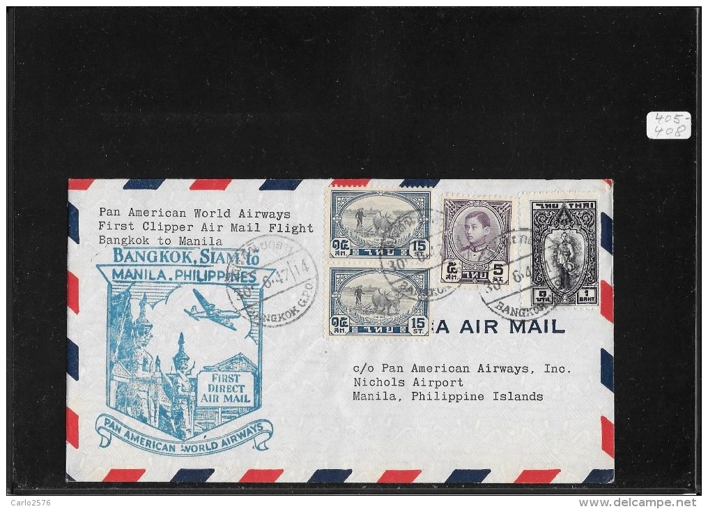 SIAM 1947-FFC Bangkok To Manila, Philippine (backstamped Cover)(Ref 937) - Siam