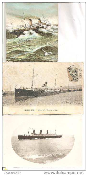 13 - MARDEILLE  - Lot De 3 Cartes - Transatlantiques   Au Départ, Par Grosse Mer, Carte-photo - Krieg