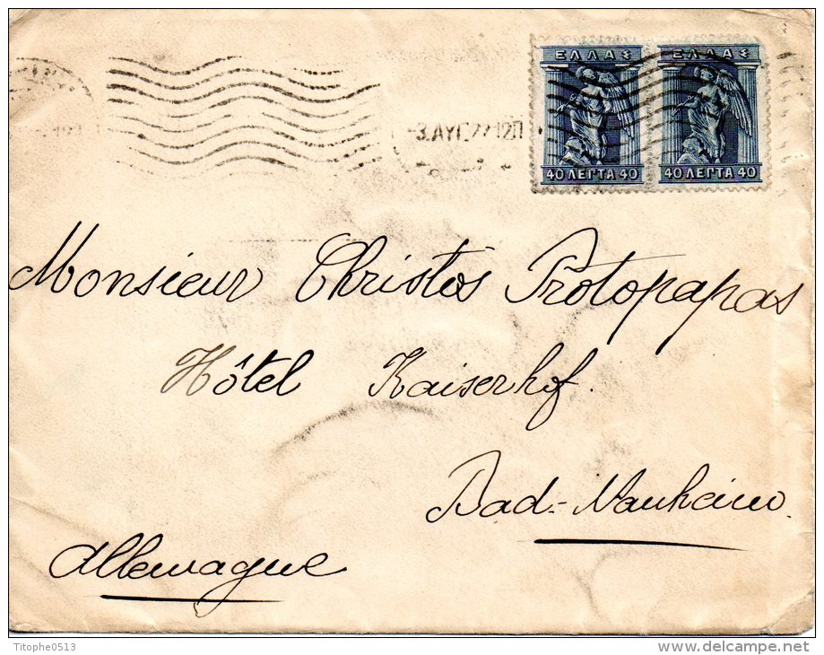 GRECE. N°187 Sur Enveloppe Ayant Circulé En 1922. Iris 40l. - Lettres & Documents