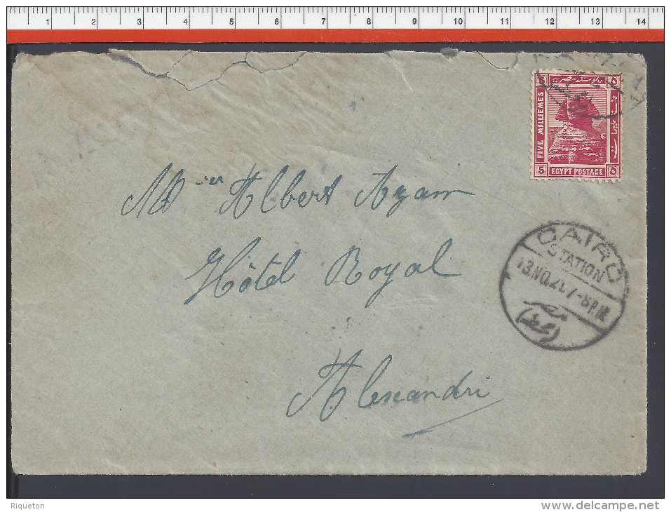 EGYPTE -  1921 -  LETTRE DE CAIRO VERS ALEXANDRIE - - 1915-1921 Protectorat Britannique