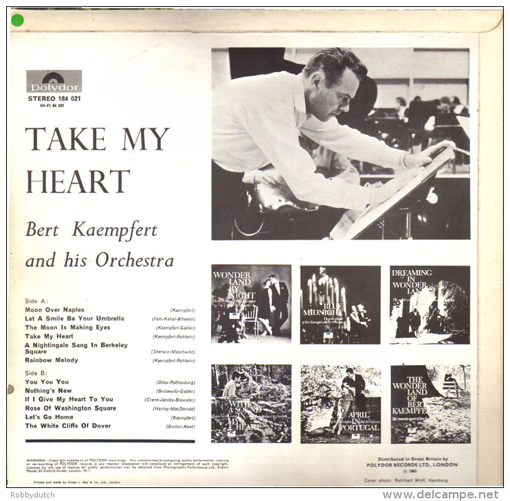 * LP *  BERT KAEMPFERT - TAKE MY HEART (England 1965 EX!!!) - Instrumentaal