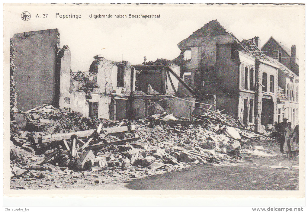 Poperinge, Uitgebrande Huizen In De Boeschepestraat (pk18915) - Poperinge
