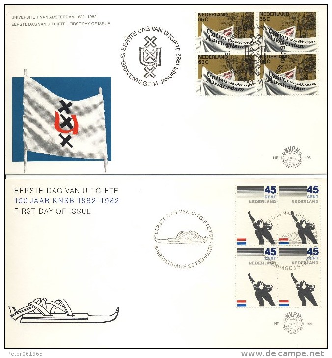 Grote Partij FDC´s Met Blokken Van 4 - Blanco / Open Klep (1978-1996) - FDC