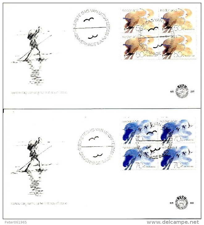 Grote Partij FDC´s Met Blokken Van 4 - Blanco / Open Klep (1978-1996) - FDC