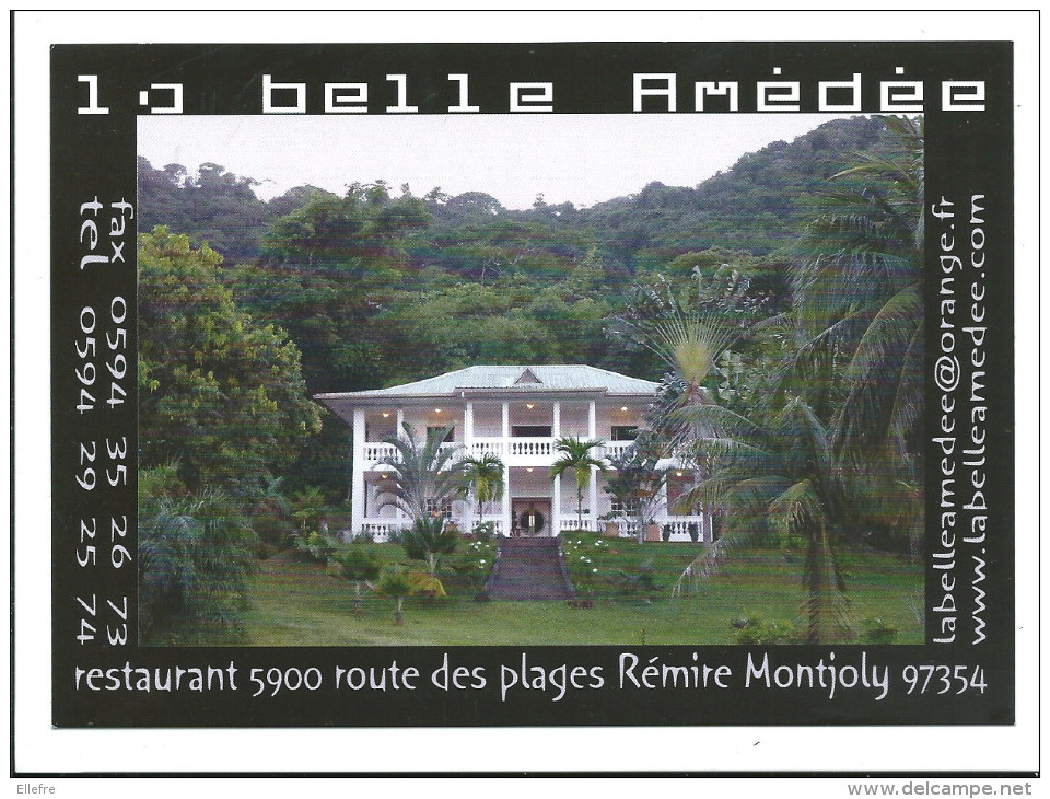 CPM Restaurant La Belle Amédée - Cayenne - Plage De Rémire Montjoly- Plan Au Recto Aéroport De Cayenne Rochambeau - Cayenne