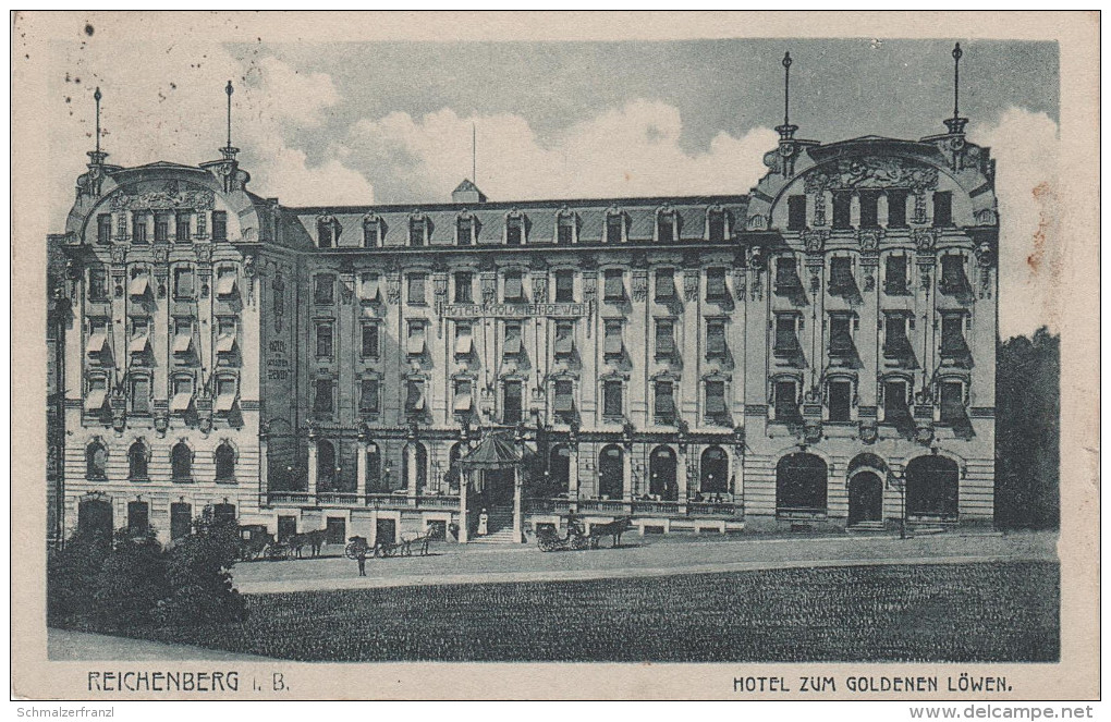 AK Liberec Reichenberg Hotel Zum Goldenen Löwen Bei Gablonz Jablonec Zittau Friedrichswald Bedrichov Grottau Friedland - Sudeten