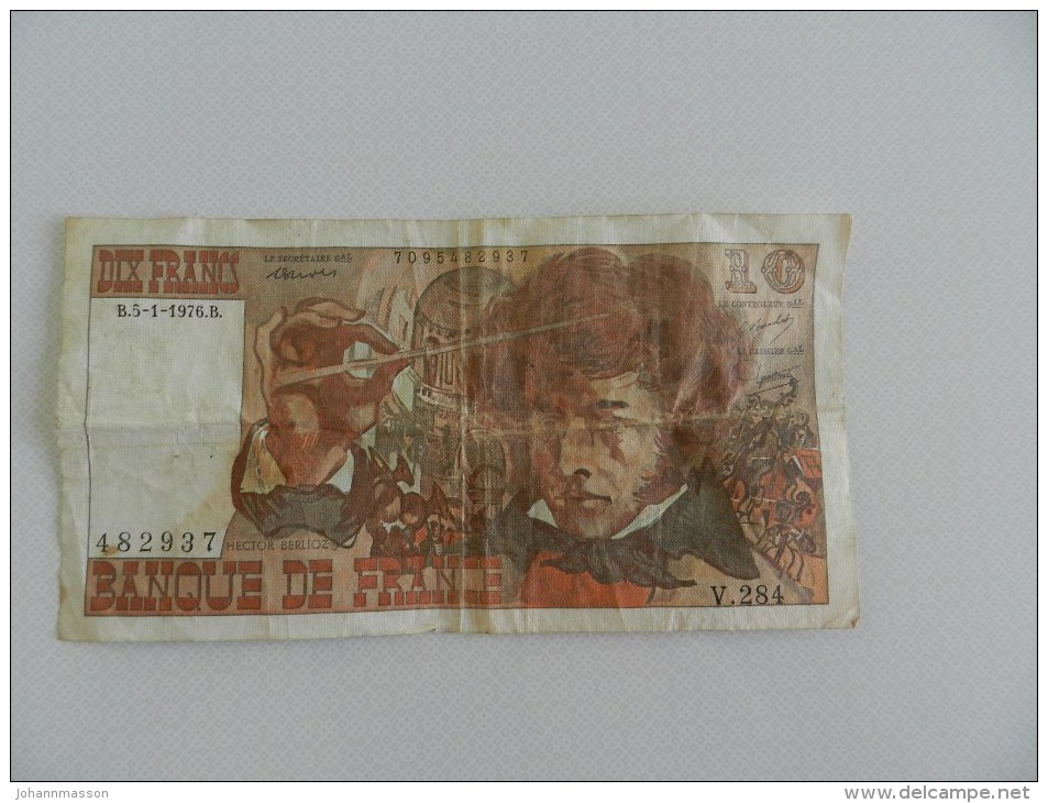 Billets  10 Francs Berlioz  B5 -1-1976 B  Dans L état - 10 F 1972-1978 ''Berlioz''