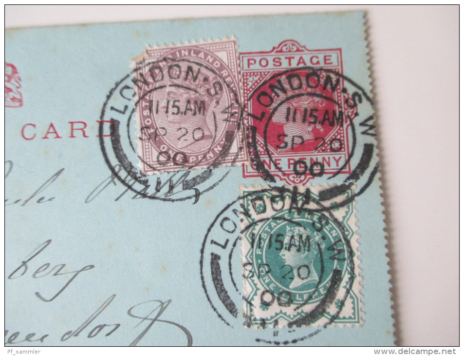 GB Kartenbrief. 3 Farben Frankatur! Sassenberg Stempel Preussen Nachverwendet, Späte Verwendung 21.9.1900!!!! - Storia Postale