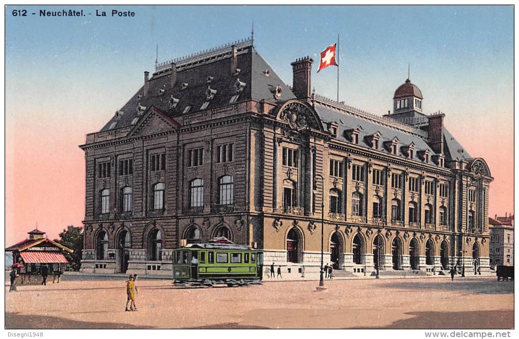 03442 "NEUCHATEL - LA POSTE".    TRAMWAY. CARTOLINA ORIGINALE. NON SPEDITA. - Neuchâtel