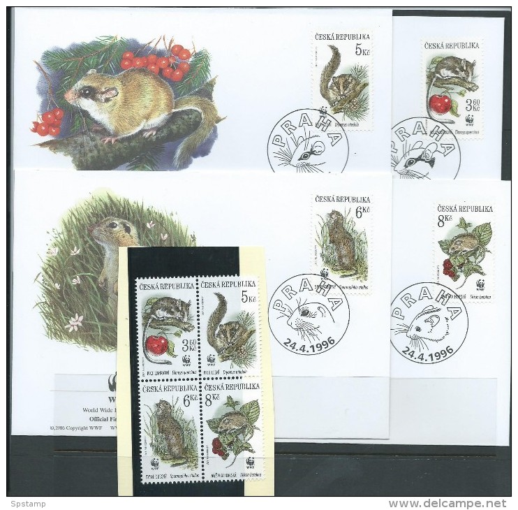 Czech Republic 1996 WWF Rats & Rodent Set 4 Both MNH & FU  On 4 Special FDC - Other & Unclassified