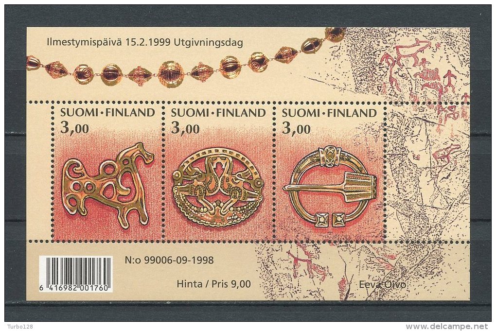 FINLANDE 1999 Bloc N° 21 ** Neuf = MNH  Superbe Cote 7 &euro; Kalevala Bijoux Jewelry Broche Forme Cheval Horse Oiseaux - Blocks & Sheetlets