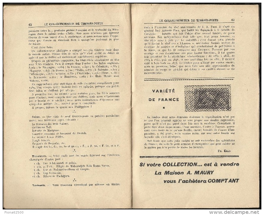 CATALOGUE . ARTHUR MAURY .  LE COLLECTIONNEUR DE TIMBRES - POSTE . N°  639 . 25 FEVRIER1941 .